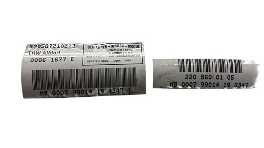 Mercedes-benz Подушка безпеки торпедо Mercedes W220 S-klasse 1998-2005 A2208600105 - Заображення 4