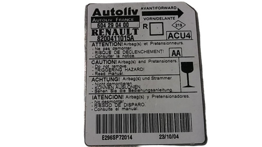 Renault Сенсор подушок AIRBAG Renault Scenic 2 (Рено Сценик 2) 8200411015A - Заображення 3