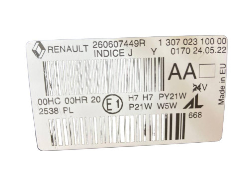 Renault Фара передня ліва Renault Megane 3 (рено меган 3) 2009-2013 260607449R - Заображення 9